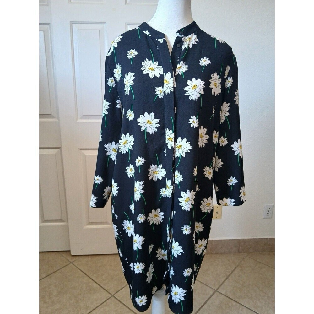 Veronika Maine Women’s Dress Shift Shirt Long Sleeve Floral Daisy Size 14